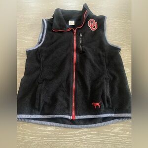 PINK Victoria's Secret Sooners Black and Red Fleece Vest